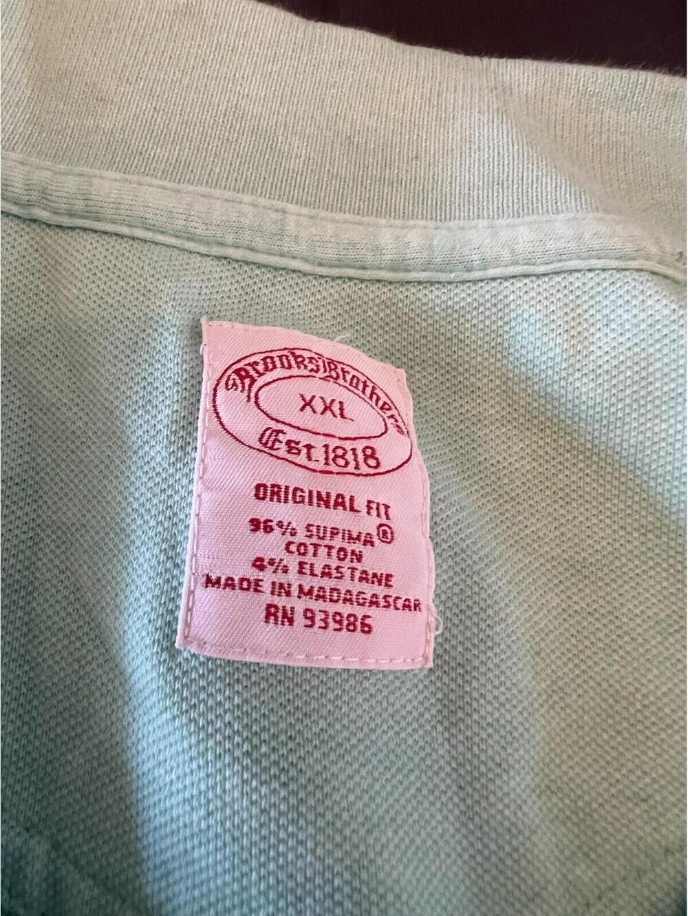 Brooks Brothers Mens XXL Original Fit Polo Shirt Mint Green Pink Logo - Picture 6 of 6